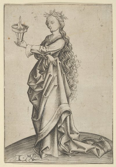 Den tredje vise jomfru, ca. 1450-1503. av Israhel van Meckenem