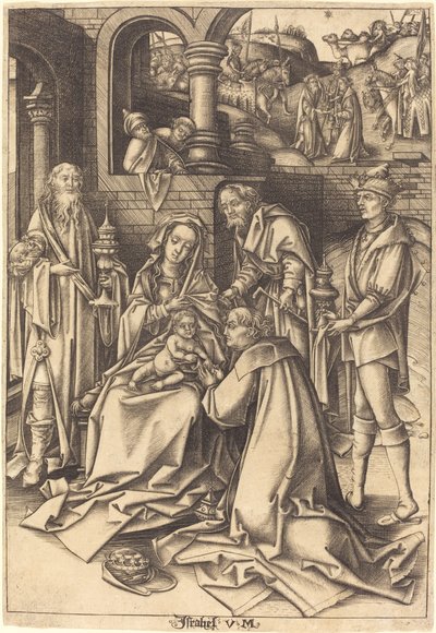 Tilbedelsen av magiene av Israhel van Meckenem after Hans Holbein the Elder