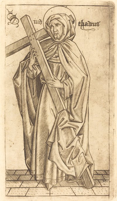 Den hellige Judas Thaddeus (?) eller den hellige Simon (?) av Israhel van Meckenem after Master E.S.