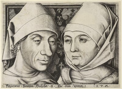 Selvportrett med kona Ida, ca. 1490 av Israhel van Meckenem the younger