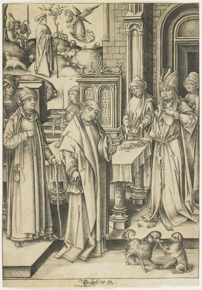Yppersteprest som nekter Joachims offer, ca. 1490-1500 av Israhel van Meckenem the younger