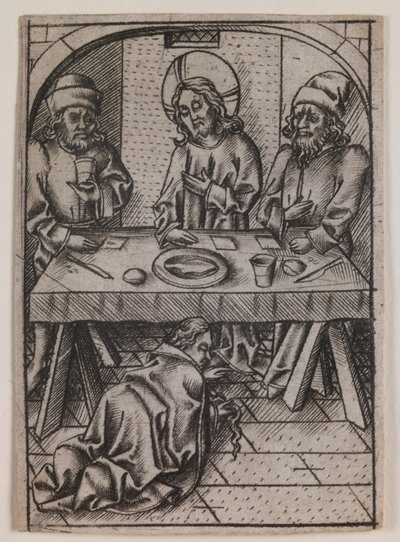 Maria Magdalena vasker Kristi føtter, ca. 1500 (gravering) av Israhel van the younger Meckenem