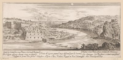 Utsikt over Lyon i en sving av Saône Veue de Lyon quand on y descend par la Saone (tittel på objekt) av Israël Silvestre