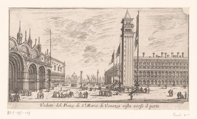 Utsikt over Markusplassen i Venezia Veduta del Piazza di St. Marco di Venezia vista verso il porto (tittel på objekt) Utsikt over Roma og Venezia (serietittel) Vues de Rome et de Venise (serietittel) av Israël Silvestre