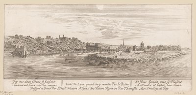 Utsikt fra Rhinen på Lyon Veue de Lyon quand on y monte par le Rosne (tittel på objekt) av Israël Silvestre