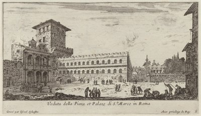 Utsikt over Piazza og Palazzo di San. Marco i Roma av Israël Silvestre