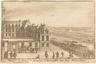 Utsikt over huset til Monsieur de Bretonuiller i Isle Nostre Dame av Israël Silvestre