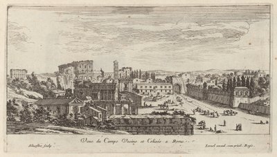 Utsikt over Campo Vaccino og Colosseum i Roma av Israël Silvestre