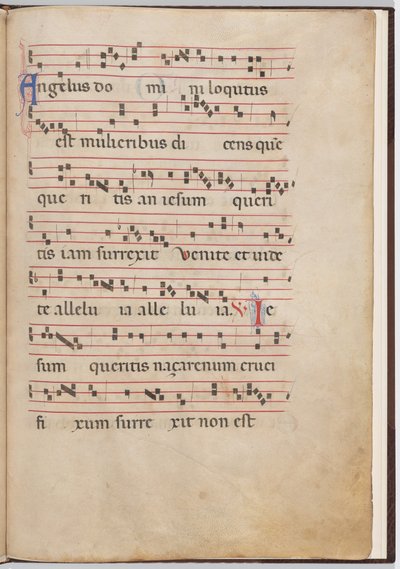 Blad 2 fra et antifonalt fragment av Italian 13th Century