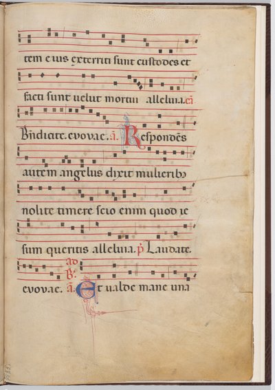 Blad 4 fra et antifonalt fragment av Italian 13th Century