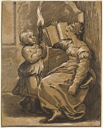 Sibyllesing av Italian 16th Century, after Ugo da Carpi, after Raphael