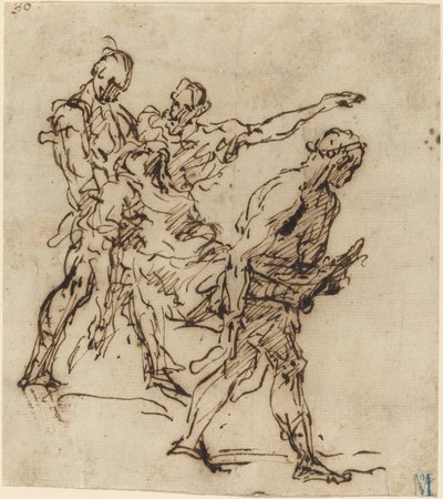 Figurer som bærer en kropp av Italian 17th Century