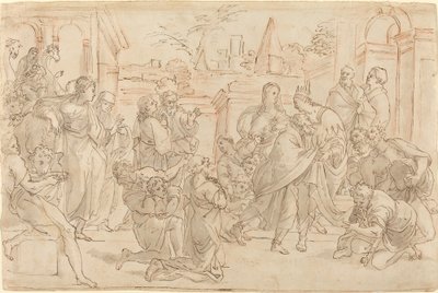 Josef og hans bror i Egypt [verso] av Italian 17th Century