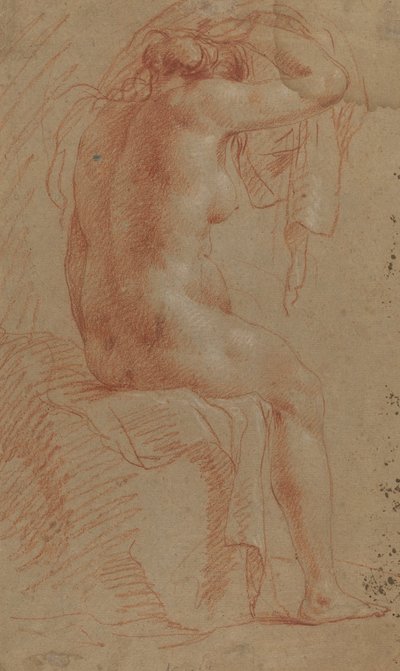 Naken kvinnelig figur [verso] av Italian 17th Century