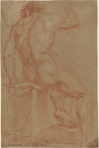 Naken mannlig figur [recto] av Italian 17th Century