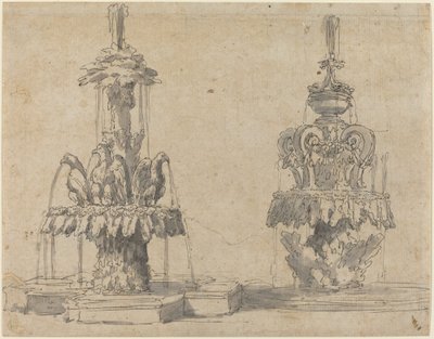 To fontener av Italian 17th Century