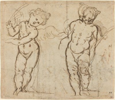 To stående Putti [recto] av Italian 17th Century