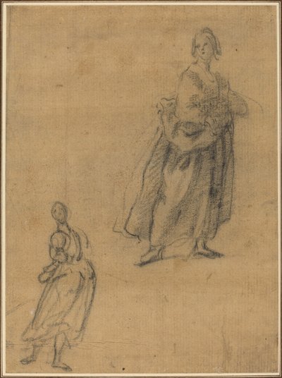 To studier av en stående kvinne av Italian 17th Century