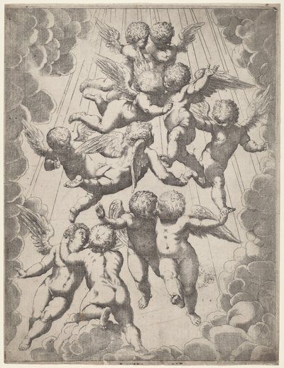 En gruppe engler i ære av Italian 17th Century, after Guido Reni, after Luca Cambiaso