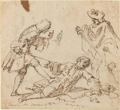 Tre menn som kjemper av Italian 17th or 18th Century