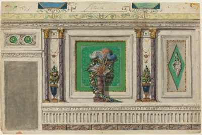 Design for en vegg i et musikkrom [recto] av Italian 18th Century