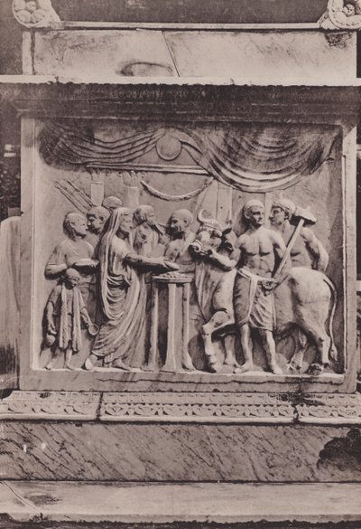 Ara Del Tempio Di Mercurio Di Vespasiano, alteret til Mercurs eller Vespasians tempel (s/hv-bilde) av Italian Photographer