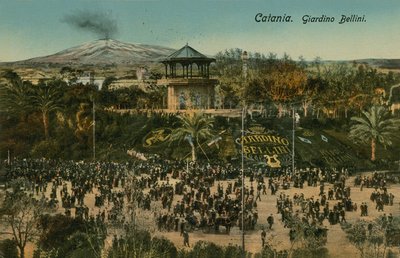 Bellini Garden, Catania, Sicilia. Postkort sendt i 1913. av Italian Photographer