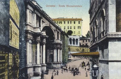 Genova, Monumental Bridge (fargebilde) av Italian Photographer