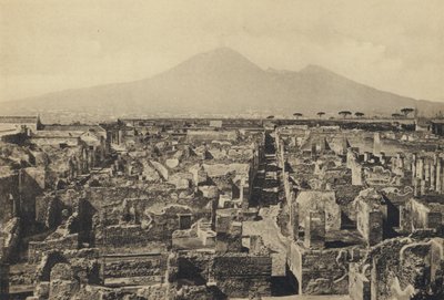 Napoli: Pompeii, Panorama Col. Vesuvius (s/hvitt-bilde) av Italian Photographer
