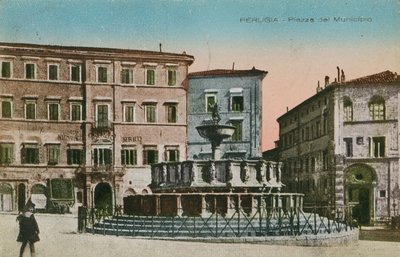 Perugia, Rådhusplassen, ca 1910 av Italian Photographer