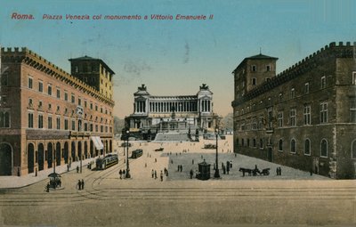 Piazza Venezia og monument til kong Victor Emmanuel II av Italia, Roma. Postkort sendt i 1913. av Italian Photographer