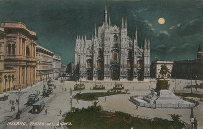 Piazza del Duomo, Milano. Postkort sendt i 1913. av Italian Photographer