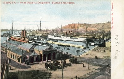 Ponte Federico Guglielmo og fergeterminalen, Genova av Italian Photographer