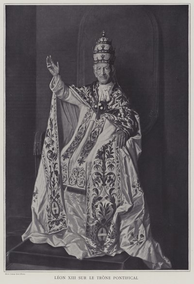 Pave Leo XIII på den pavelige tronen (s/hvitt bilde) av Italian Photographer