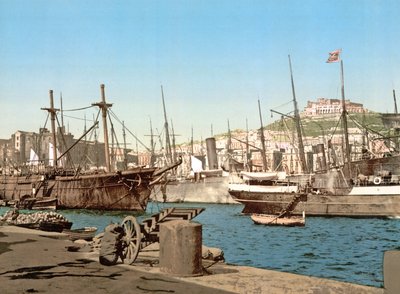 Napoli havn, pub. ca. 1891 av Italian Photographer