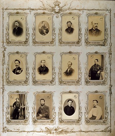 Risorgimento: portretter av de tusen (eller røde skjorter), som deltok i ekspedisjonen til Giuseppe Garibaldi. 1860-1861 Studio Pavia a Genes. Museo del Risorgimento Roma av Italian Photographer