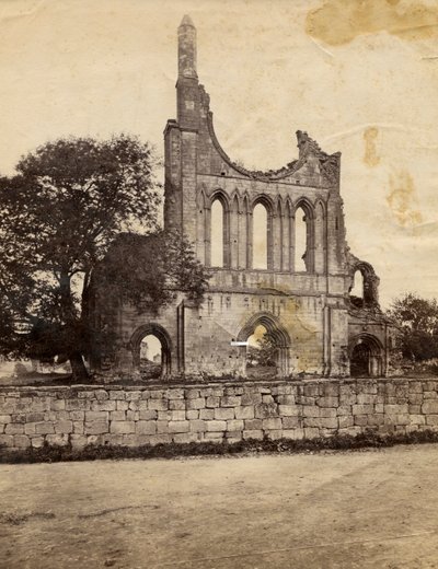 Ruinene av Byland Abbey, sett fra nordvest, Storbritannia, rundt 1890 av Italian Photographer