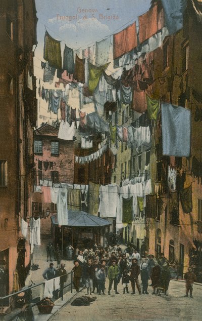Trug av Santa Brigida; Genova. Postkort sendt i 1913. av Italian Photographer