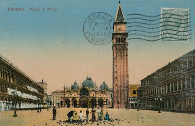 Venezia - Markusplassen. Postkort sendt i 1913. av Italian Photographer