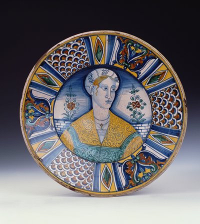 Et stort portrettfat fra Deruta, ca. 1530 av Italian School
