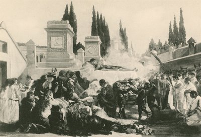 En begravelse ved Ustrinum (gravyr) av Italian School