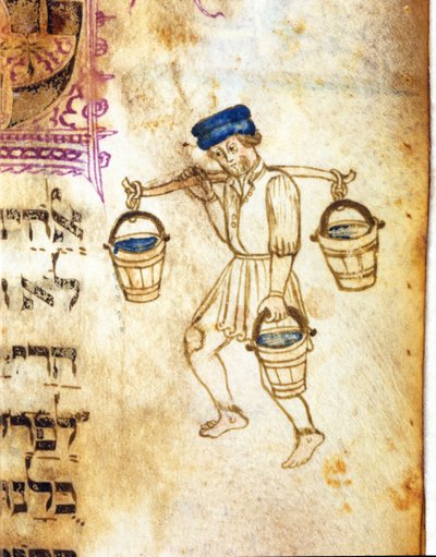 En jødisk vannbærer (vellum) av Italian School