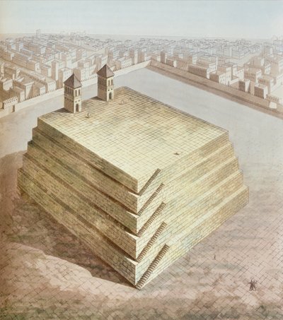 En meksikansk Teocalli, ca. 1820 av Italian School