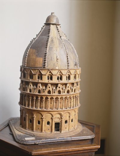 En modell av dåpskapellet i Pisa (tre) av Italian School