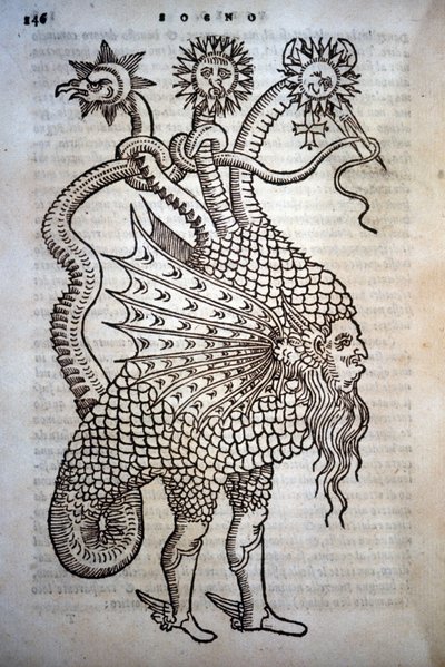 Alchimie: Monster Hybrid, i - "The Transmutatione Metallica Sogni Tre" av Giovanni Battista Nazari, redigert i Brescia i 1599. av Italian School