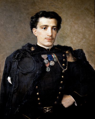 Alfredo Savio, artillerioffiser, deltok i uavhengighetskrigen 1859–60 (olje på lerret) av Italian School