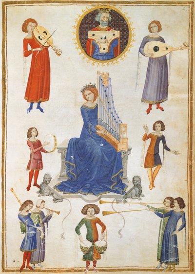 Allegory of music, manuskript VA folio 27 fra The Music Institute av Severin Boezio av Italian School