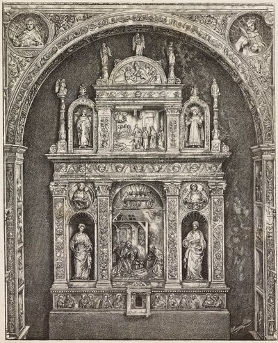 Alter i St Cita-kirken, av Antonello Gagini, Palermo, Italia, gravering fra tegning av G Cavallotti, fra L