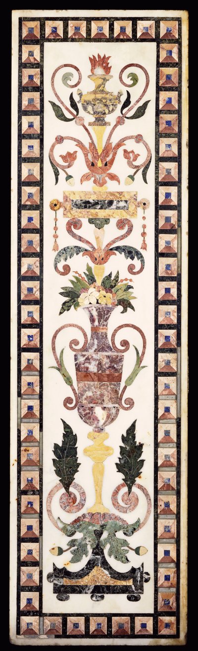 Et italiensk pietre dura innlagt hvit marmorpanel, tidlig på 1700-tallet (marmor pietre dura) av Italian School