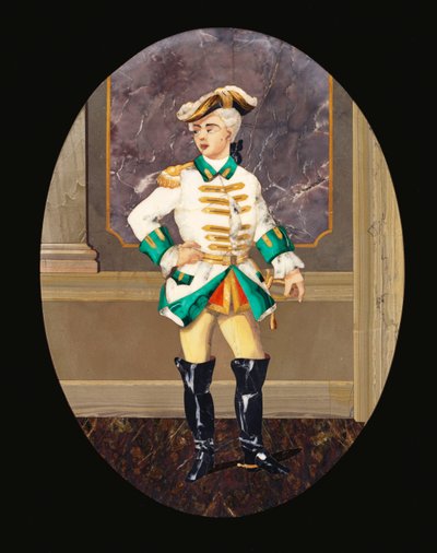 Et italiensk pietre dure-panel som viser en gentleman (pietre dura) av Italian School